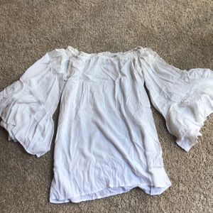 Boho Off Shoulder White Peasant Top One Size Fits